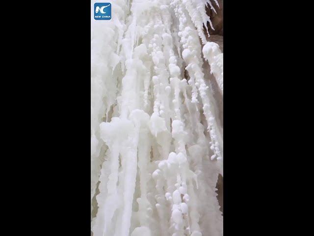 Spectacular frozen waterfall in China's Inner Mongolia