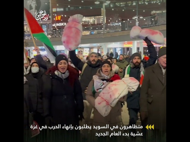 عشية بدء العام الجديد.. تظاهرة في السويد تنديدا باستمرار الحرب على غزة