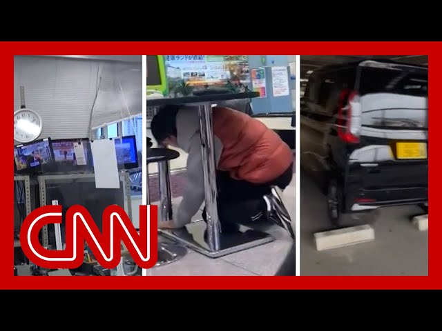 ⁣Videos capture violent shaking during huge earthquake in Japan
