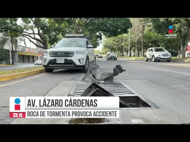 Boca de tormenta provocó accidente en Guadalajara | Imagen Noticias GDL con Rey Suárez