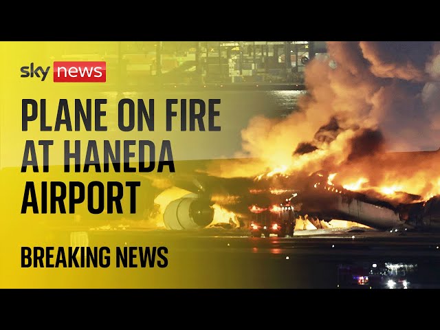 Watch live: Plane bursts into flames on runway of Tokyo airport after collision