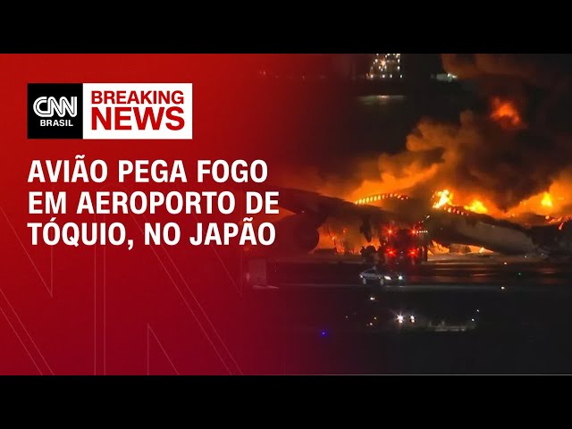 Avião pega fogo em aeroporto de Tóquio, no Japão | CNN NOVO DIA