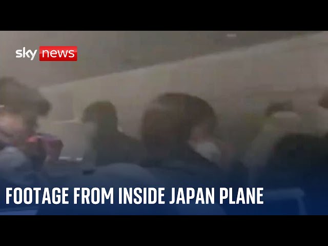 BREAKING: Footage shows inside of Japan Airlines plane that caught fire at Tokyo's Haneda airpo