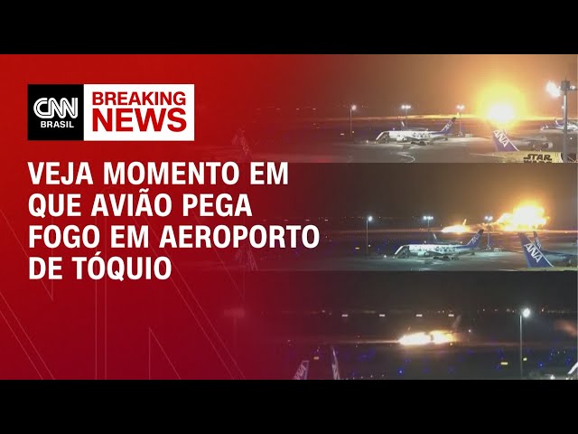 Veja momento em que avião pega fogo em aeroporto de Tóquio | CNN NOVO DIA