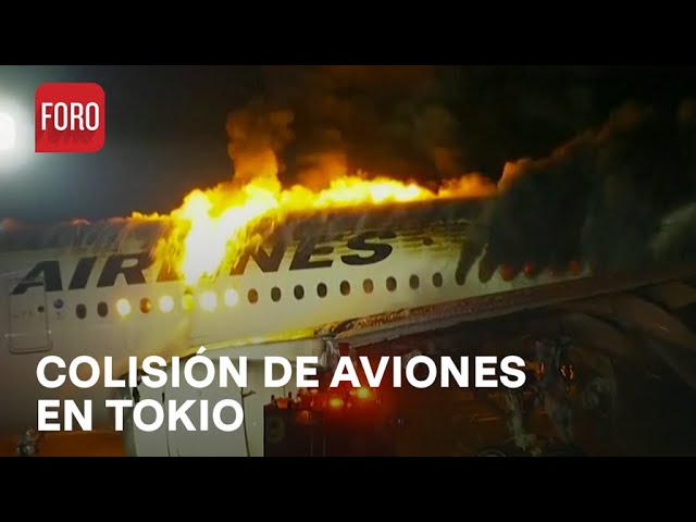 Avión de Japan Airlines se incendia en Tokio tras chocar - Las Noticias