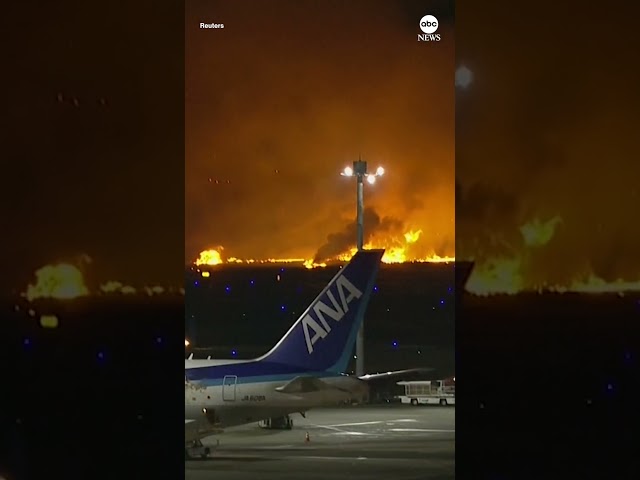 Japan Airlines plane bursts into flames at Tokyo airport