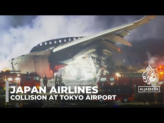 Japan Airlines plane bursts into flames on Tokyo runway after collision