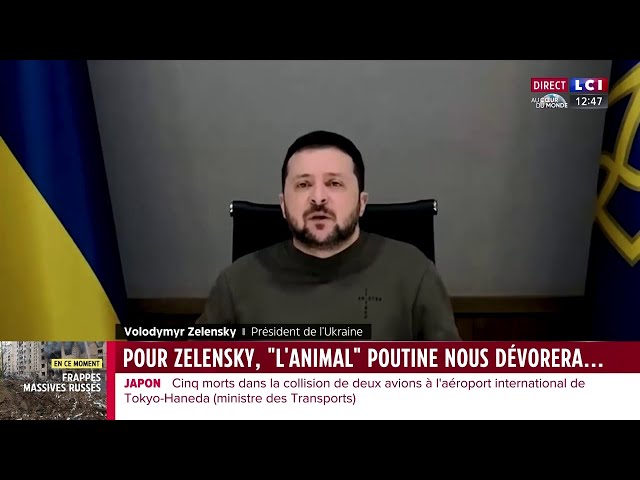 Pour Zelensky, "l'animal" Poutine nous dévorera