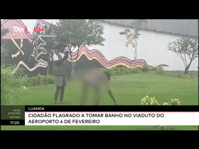 Luanda - Cidadão flagrado a tomar banho no viaduto do aeroporto 4 de Fevereiro