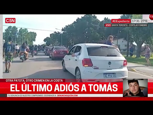 El CORTEJO FÚNEBRE de TOMÁS TELLO: así trasladaron el cuerpo del joven a MAR DE AJÓ