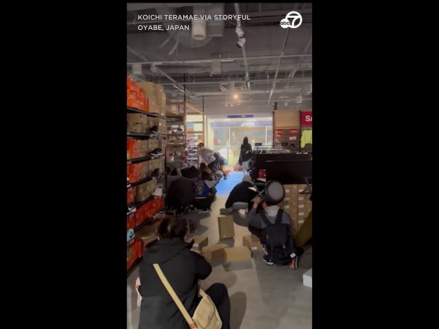 Shoppers huddle together as 7.5 magnitude earthquake shakes mall