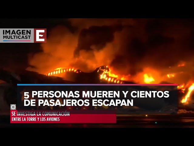 Japón: Choque de aviones deja 5 muertos y 379 evacuados tras incendiarse