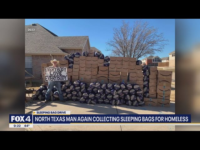 Man collecting sleeping bags for the homeless