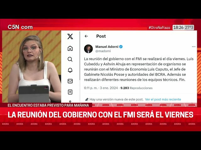 La REUNIÓN del GOBIERNO con el FMI se pospuso para el VIERNES