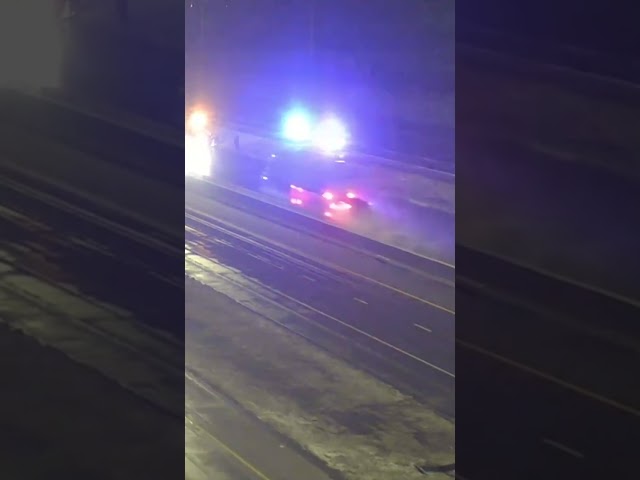 Skidding car sends police officers scrambling along Ohio roadway #Shorts