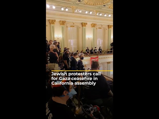 Jewish protesters calling for Gaza ceasefire shut down California assembly | AJ #shorts