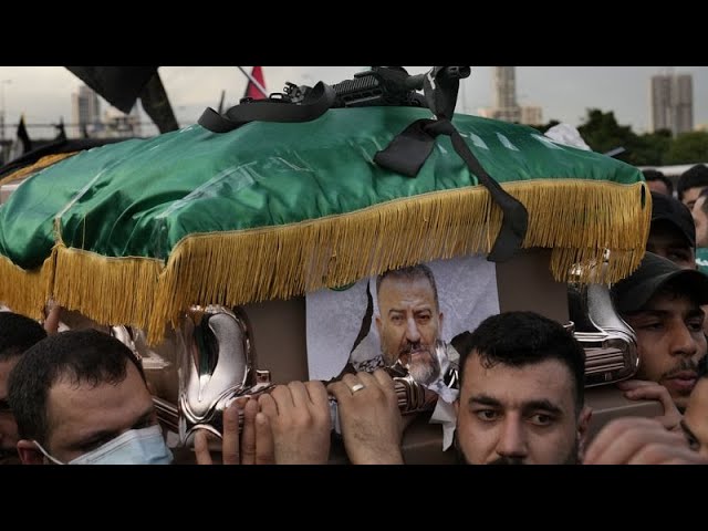 Hundreds march in Beirut for funeral of Hamas deputy Saleh al-Arouri