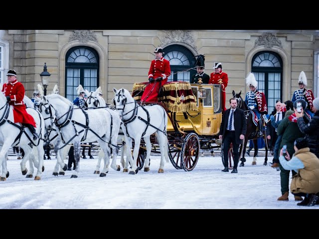 Queen Margrethe II of Denmark rides gold carriage for final time as monarch