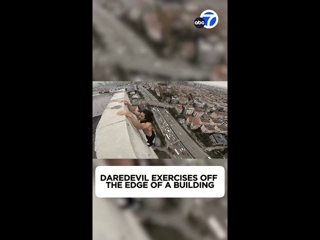 Daredevil exercises off the edge of a building in Turkey