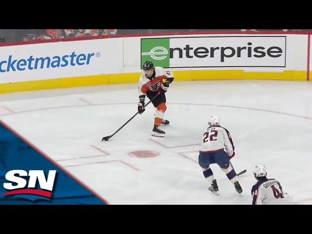 Flyers' Travis Konecny Undresses Blue Jackets On Ridiculous Backhand Toe Drag Goal