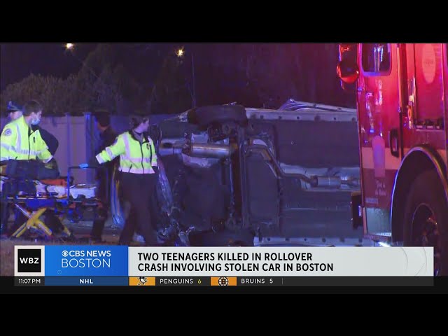 Two teens killed in rollover crash involving stolen car in Boston