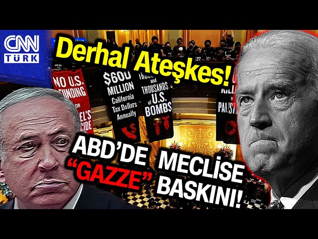 ABD'de "Gazze" İçin Ayaklandı! Binlerce Kişi Ateşkes İçin Meclisi Bastı #Haber