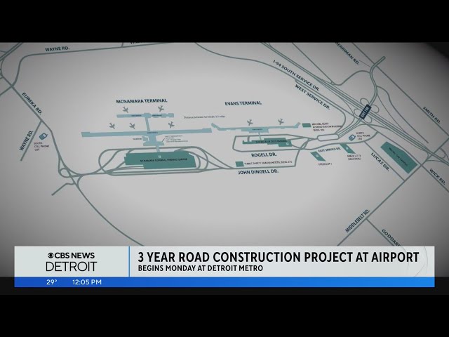 Road construction project at Detroit Metro Airport begins Monday