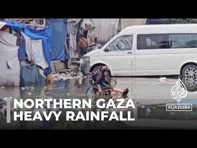 Heavy rainfall is worsening conditions in northern Gaza.