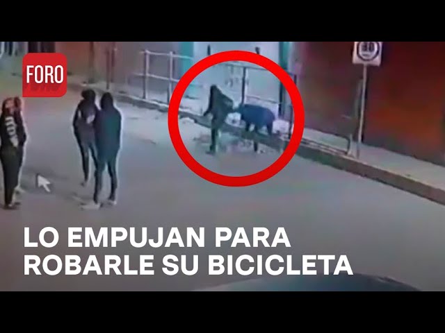 Sujetos empujan a ciclista en movimiento para robarle, Puebla - Las Noticias