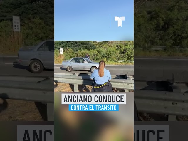 ¡Un peligro! Anciano conduce contra el transito