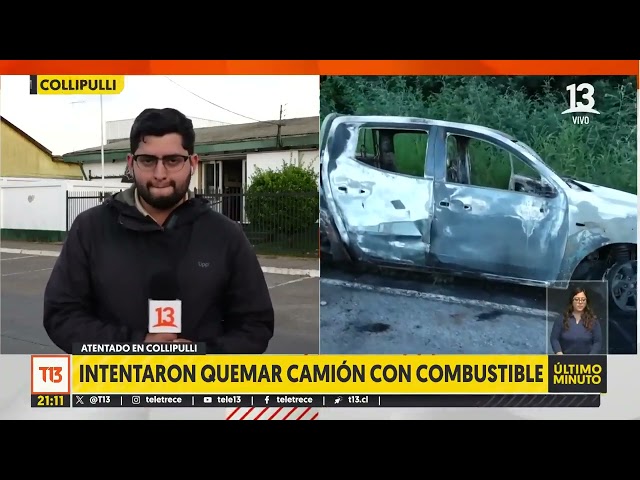 Atentado en Collipulli: Intentaron quemar camión con combustible