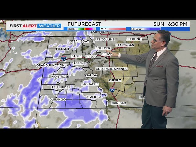 More clouds on Sunday with a blast of light snow for Monday morning