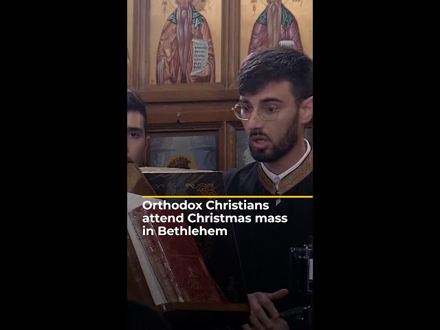 Orthodox Christians attend midnight Christmas mass in Bethlehem | AJ #shorts