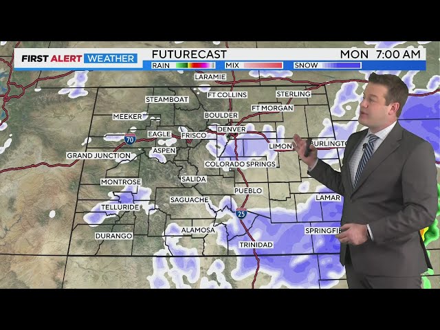 Snow arrives overnight causing a slow Monday morning commute