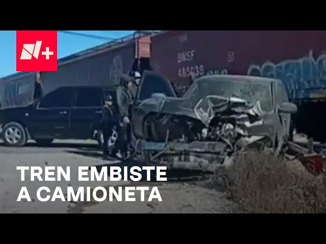 Tren embiste camioneta que le intentó ganar el paso en Delicias, Chihuahua - Las Noticias