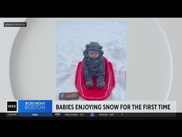 Weekend storm gives some Massachusetts babies their first chance to see snow