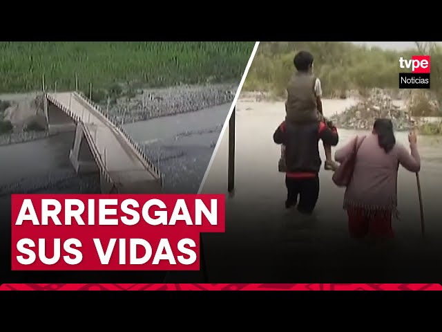 Cañete: familias arriesgan sus vidas ante colapso del puente Concón