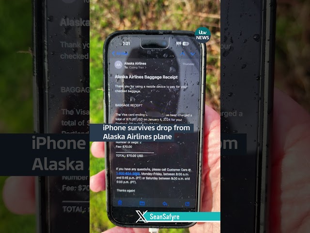 An iPhone was found on the ground near Portland after falling out a plane #itvnews #alaskaairlines