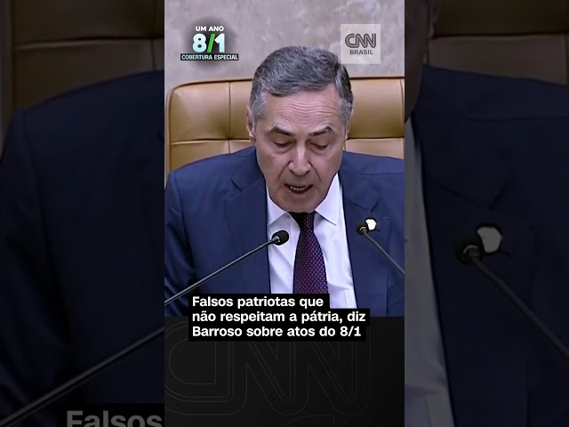 ⁣#Shorts - Falsos patriotas que não respeitam a pátria, diz Barroso sobre atos do 8/1