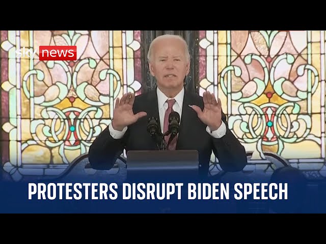 Protesters disrupt US President Joe Biden's speech in South Carolina