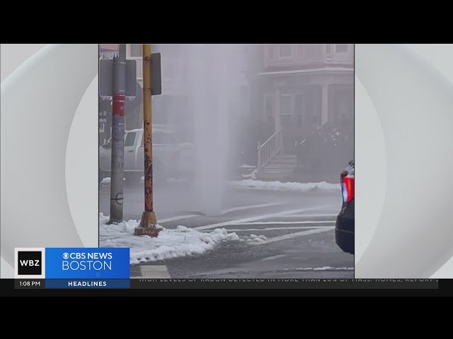 Water shoots high above homes in Lynn after pipe breaks