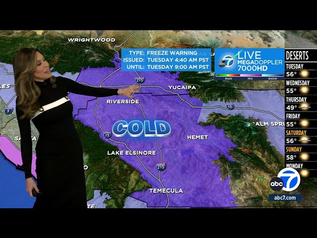 Cold snap keeps tight grip on Southern California