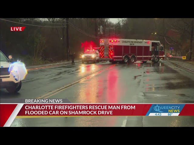 Man rescued from flooded car on Shamrock Drive