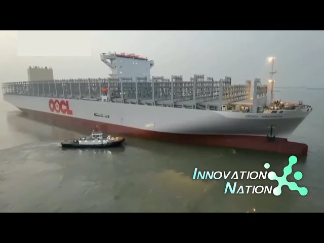 The world's largest container ship sets sail for sea trials