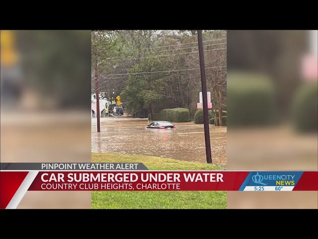 Car submerged in east Charlotte