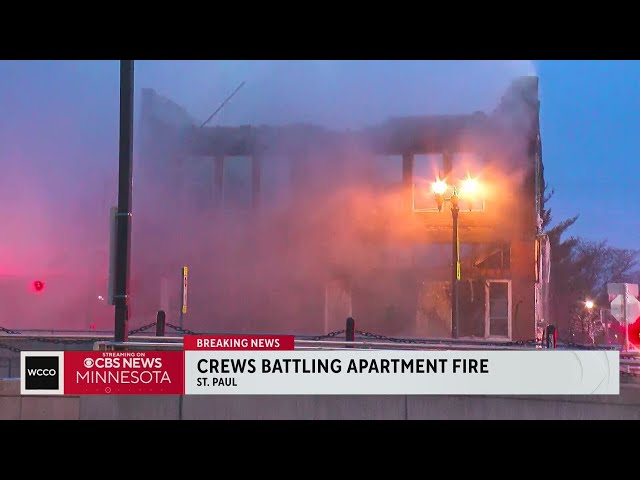 St. Paul apartment fire rages on following roof collapses