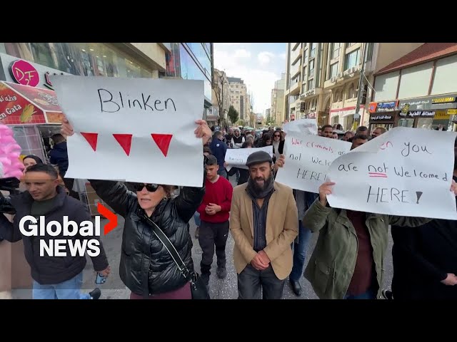 Palestinians in West Bank protest Blinken's Ramallah visit