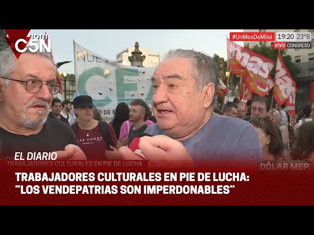 PROTESTA de TRABAJADORES de la CULTURA contra MILEI