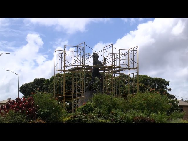 Bussa statue undergoing routine maintenance