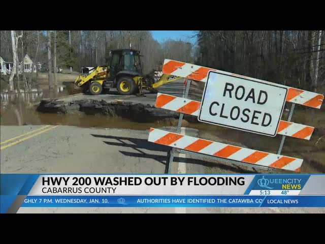 Cabarrus County highway collapses following flash flooding, repair timeline unknown